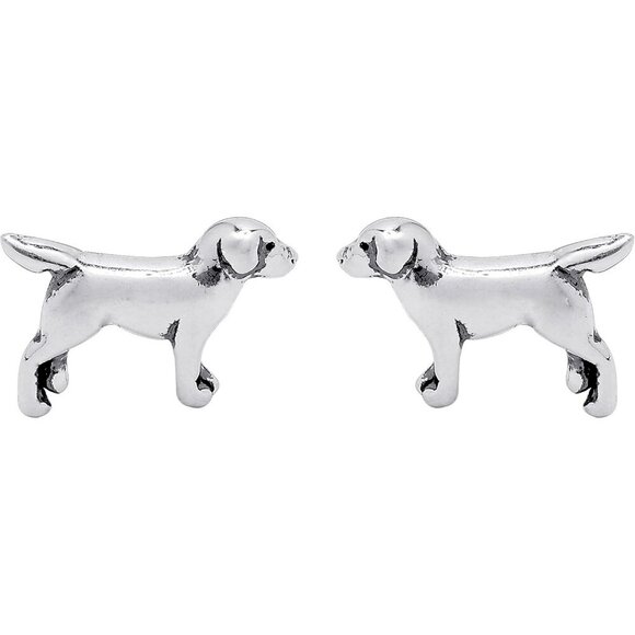 Handcrafted Sterling Silver Labrador Retriever Dog Stud Earrings for Dog Lovers